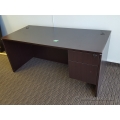 Espresso Single Pedestal Straight Desk